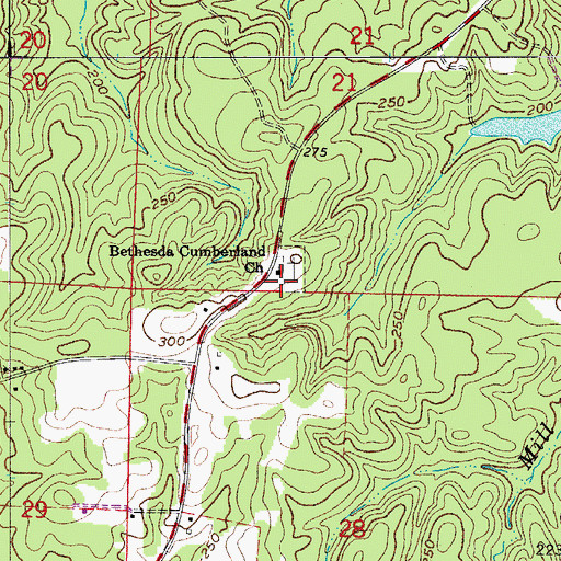 Topographic Map of Bethesda Cumberland Church, AR