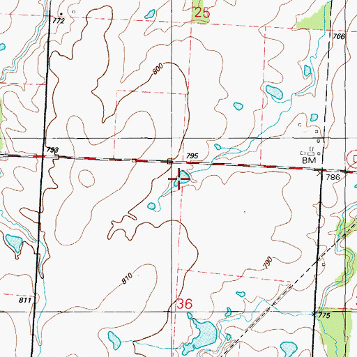 Topographic Map of Fred Wilmot Reservoir, MO