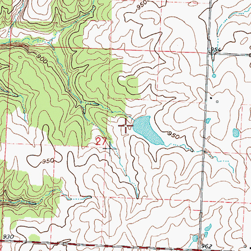 Topographic Map of Pottorf Lake Dam, MO
