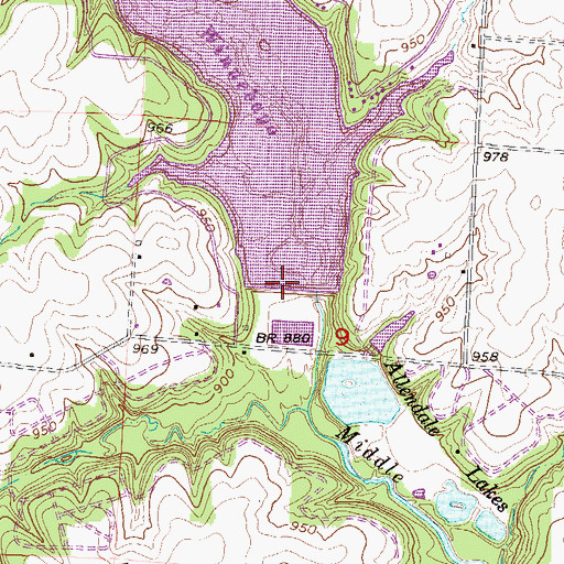 Topographic Map of Lake Winnebago Dam, MO