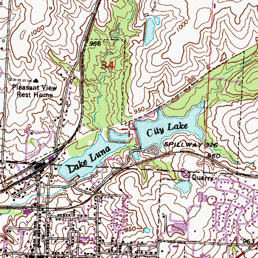 Topographic Map of City Lake Dam, MO