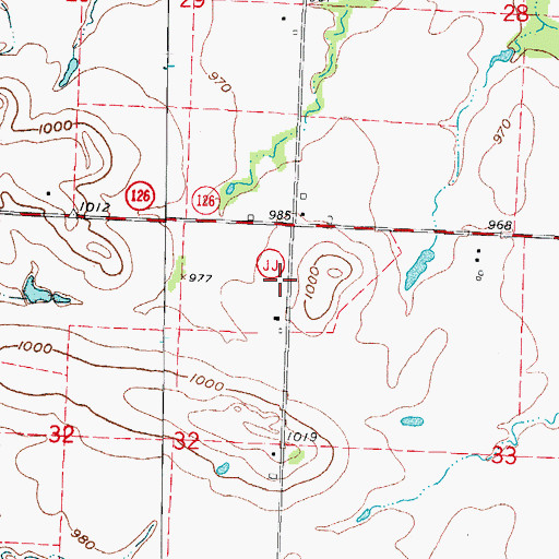 Topographic Map of Bentlages Lake, MO