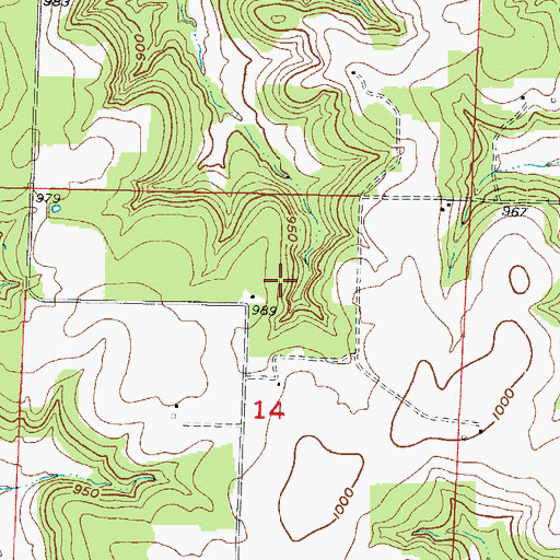 Topographic Map of Lake Louise, MO