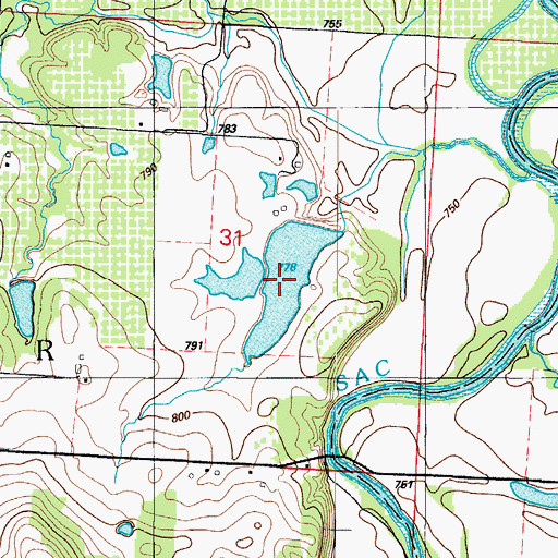 Topographic Map of Cowan Lake East, MO