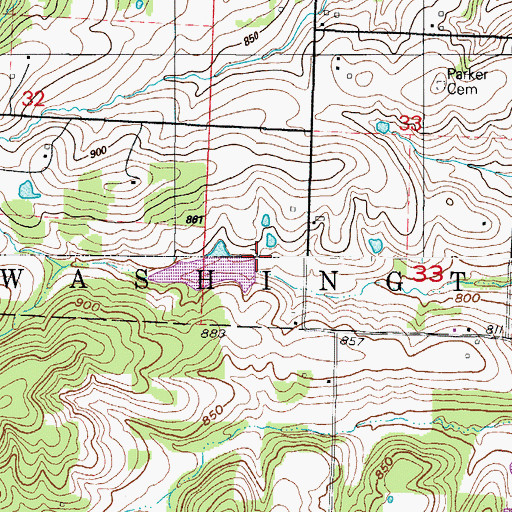 Topographic Map of Hickman Lake Dam, MO
