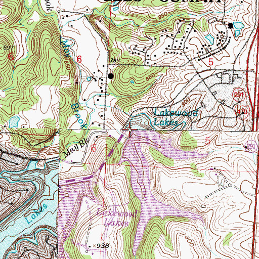 Topographic Map of Lakewood East Dam, MO