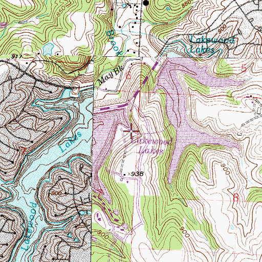 Topographic Map of Lakewood Lake East, MO