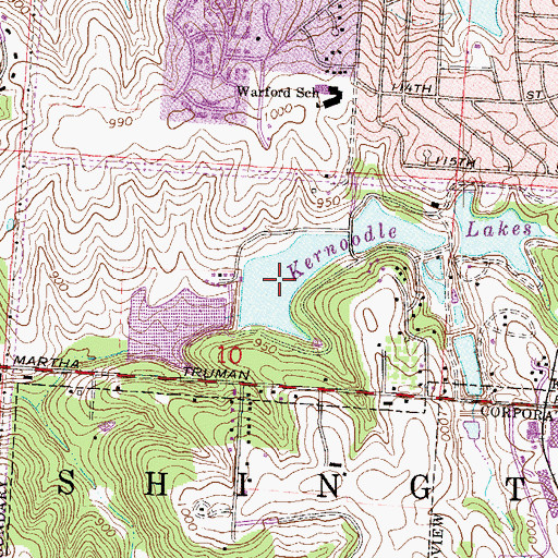 Topographic Map of Kernodle Park Lake - Upper, MO