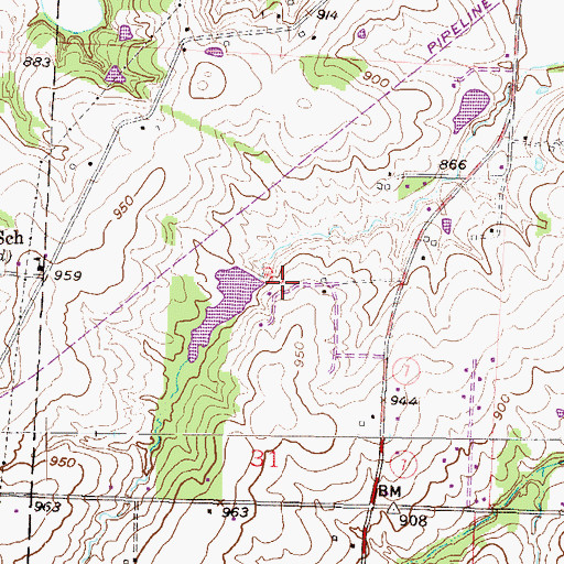 Topographic Map of Haake Lake Dam, MO