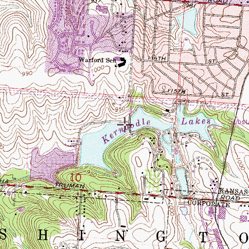 Topographic Map of Kernodle Lake Dam Number Three, MO
