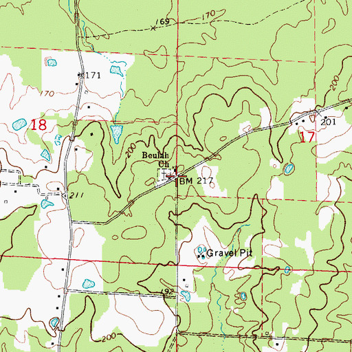 Topographic Map of Beulah Baptist Church, AR