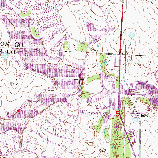 Topographic Map of Raintree Lake Dam, MO