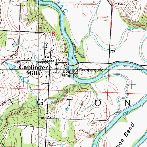 Topographic Map of Sac River Reservoir, MO