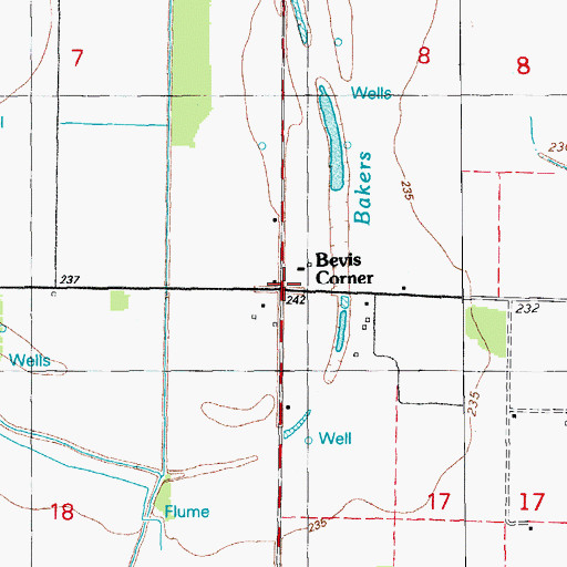 Topographic Map of Bevis Corner, AR