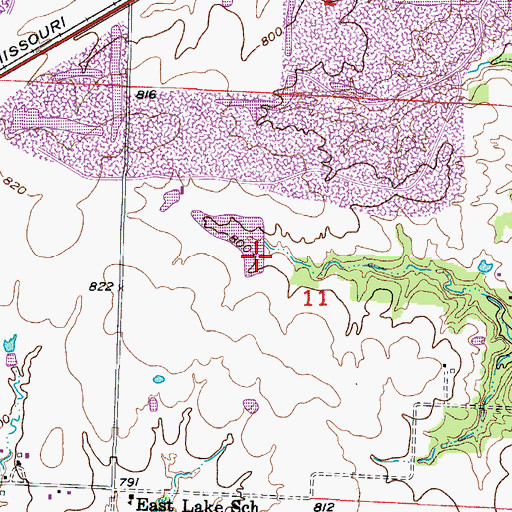 Topographic Map of Hinton Lake Dam, MO