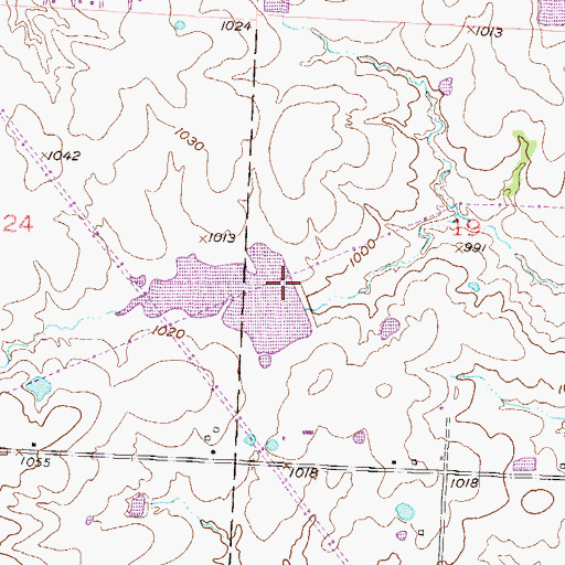 Topographic Map of Sims Lake Dam, MO