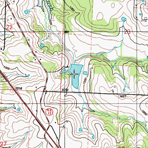 Topographic Map of Pocomo Lake, MO