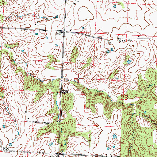 Topographic Map of Lake Lafayette Dam, MO