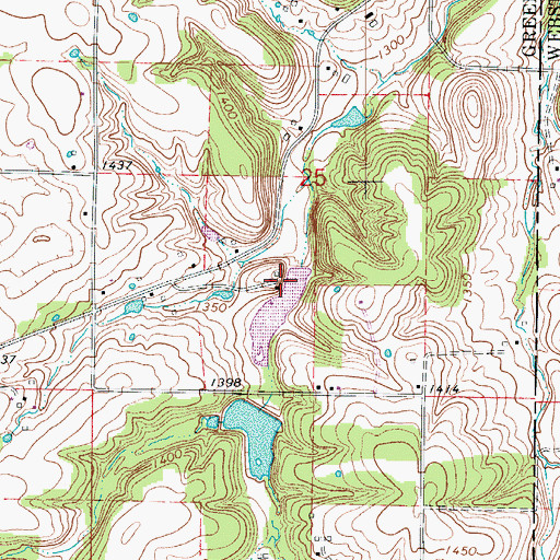 Topographic Map of Mueller Lake Dam, MO