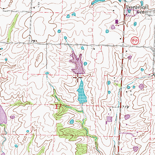 Topographic Map of Opfer Lake Dam, MO