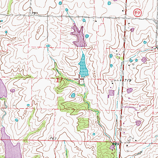 Topographic Map of Werths Lake Dam, MO