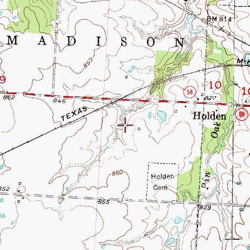 Topographic Map of Eldridge Lake Dam, MO