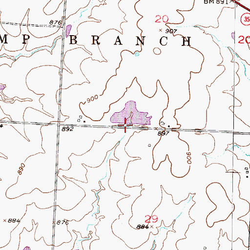 Topographic Map of Cook Lake Dam, MO
