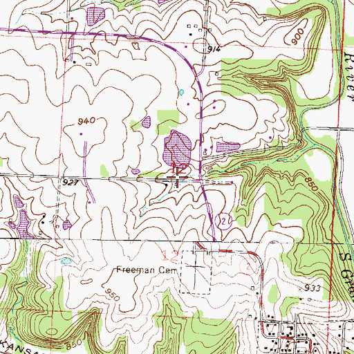 Topographic Map of Kurzweil Lake Dam, MO