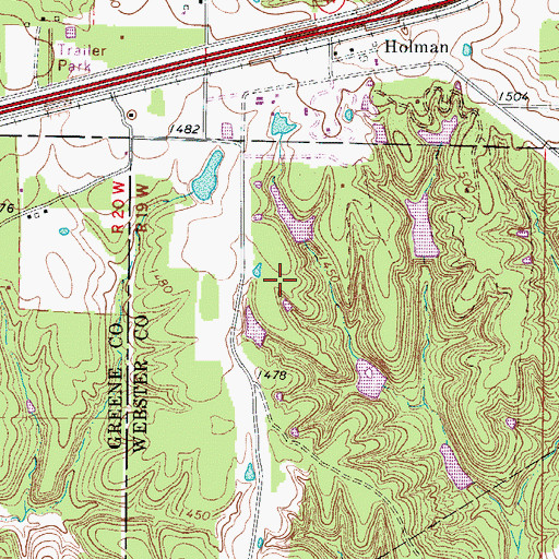 Topographic Map of Elk Lake Dam, MO