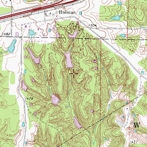 Topographic Map of Lake Ralph Foster Dam, MO