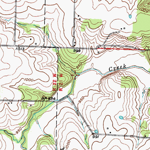 Topographic Map of Warren Lake Dam, MO