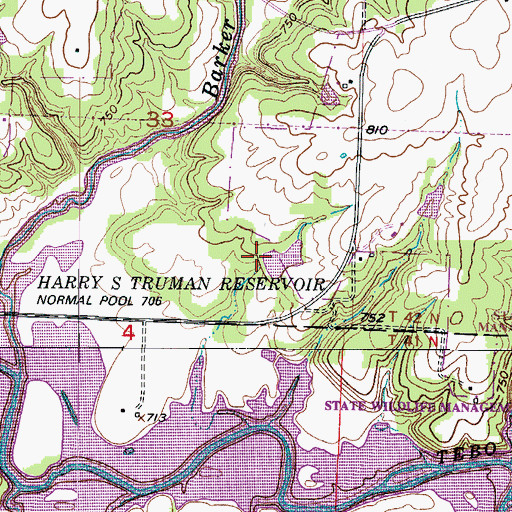 Topographic Map of Barber Lake Dam, MO