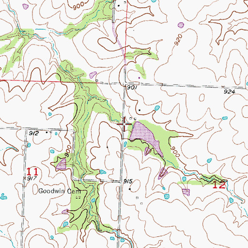Topographic Map of Young Lake Dam, MO