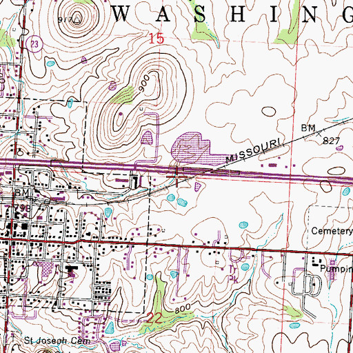 Topographic Map of Foffel Lake Dam, MO