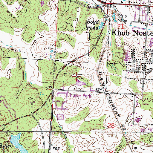 Topographic Map of Campbell Lake, MO