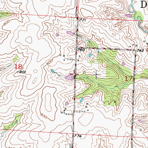 Topographic Map of Nienhueser South Lake Dam, MO