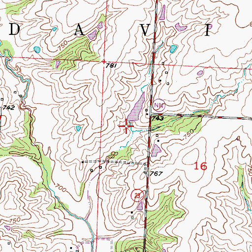 Topographic Map of Schuette Lake Dam, MO