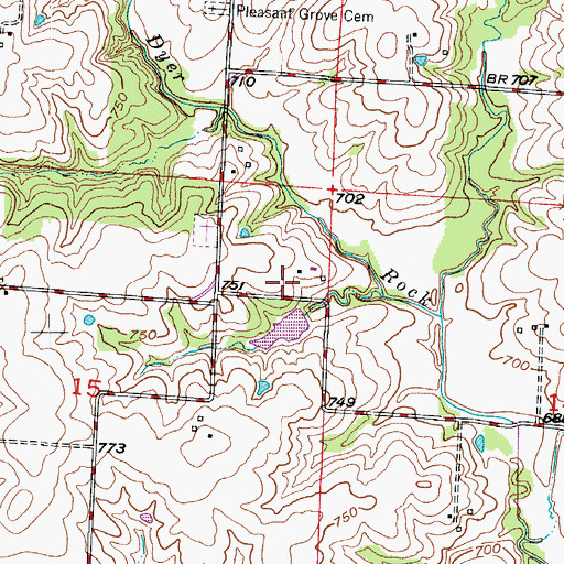Topographic Map of Wagner Lake Dam, MO