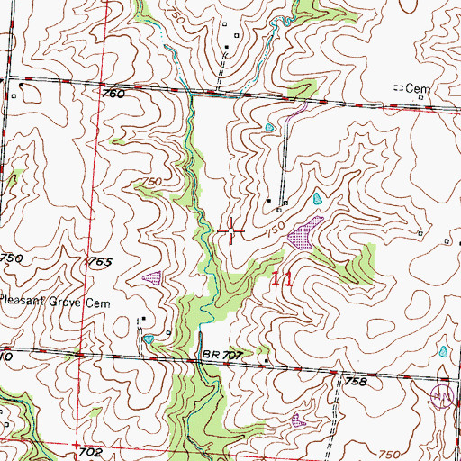 Topographic Map of Stockman Lake Dam, MO