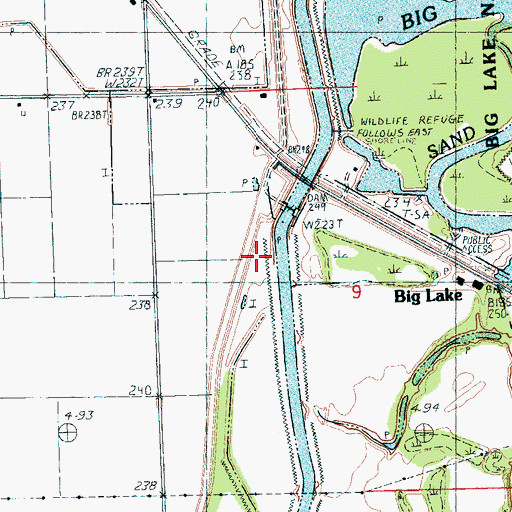 Topographic Map of Big Lake, AR