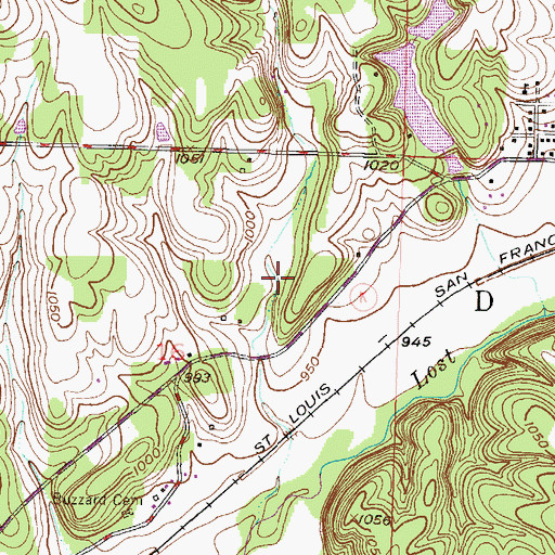 Topographic Map of Structure E-1 Reservoir, MO