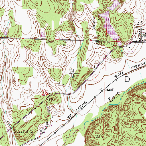 Topographic Map of Structure E-1 Reservoir, MO