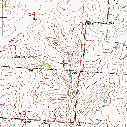 Topographic Map of Winters Lake Dam, MO