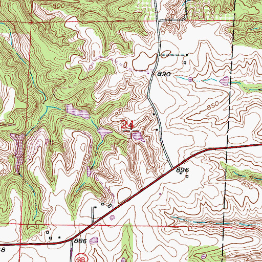 Topographic Map of Sidha Farms Lake Dam, MO