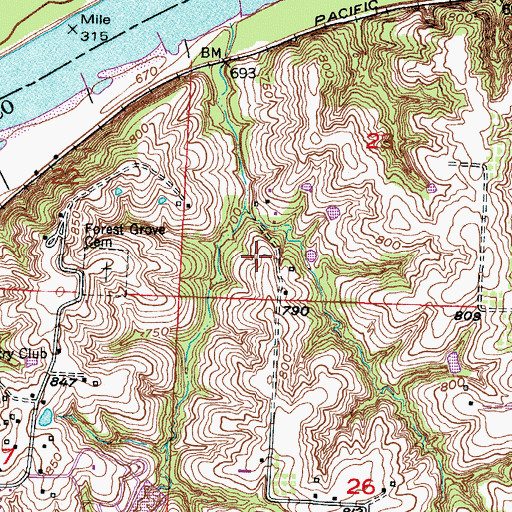 Topographic Map of Ladys Lake Dam, MO
