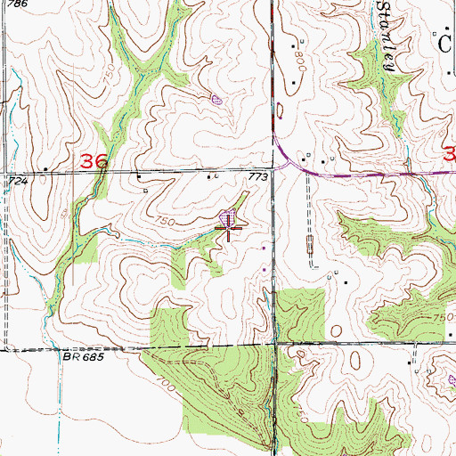 Topographic Map of Monk Lake Dam, MO