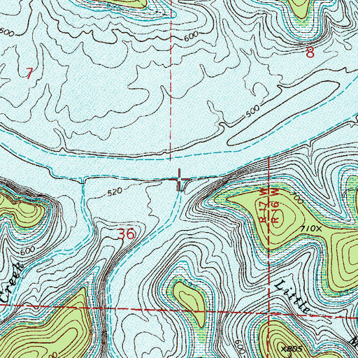 Topographic Map of Big Music Creek, AR
