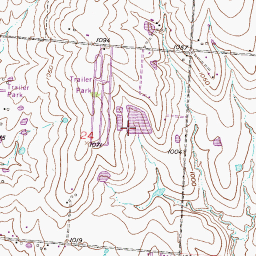 Topographic Map of Lock Noll Lake Dam, MO