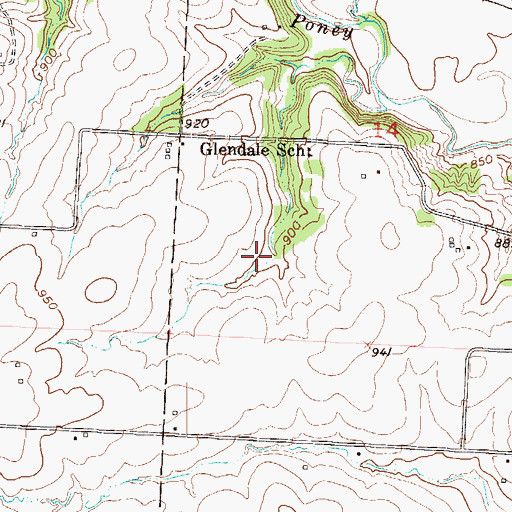 Topographic Map of Cook Lake Dam, MO