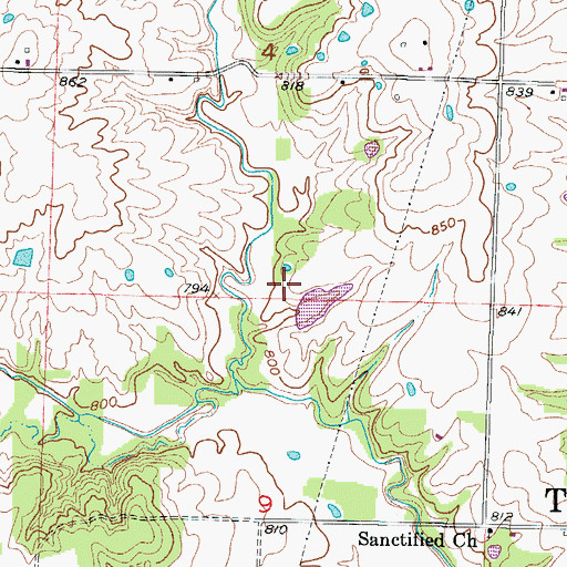 Topographic Map of Windsor Lake Dam, MO